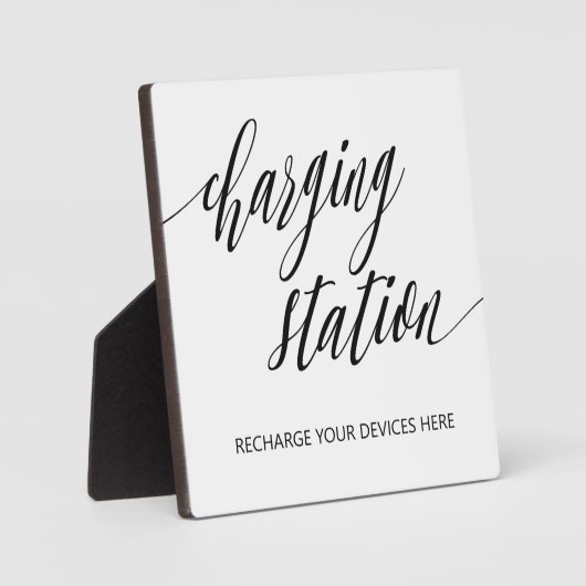 Teken van laadstation Tabletop Plaque met Easel Fotoplaat (Voorkant)