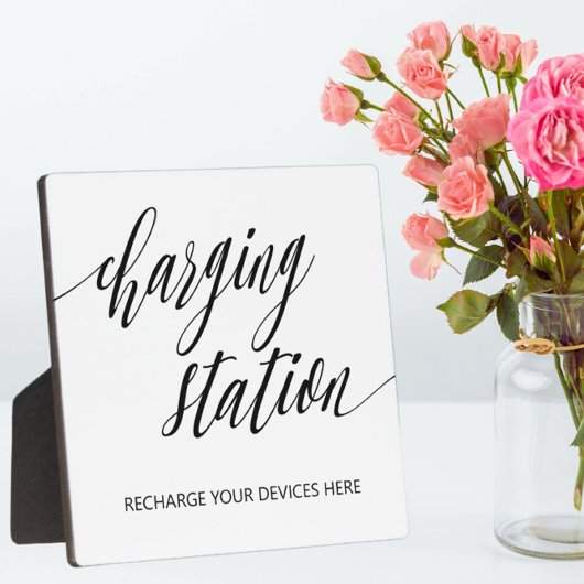 Teken van laadstation Tabletop Plaque met Easel Fotoplaat