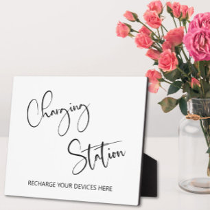 Teken van laadstation Tabletop Plaque met Easel Fotoplaat