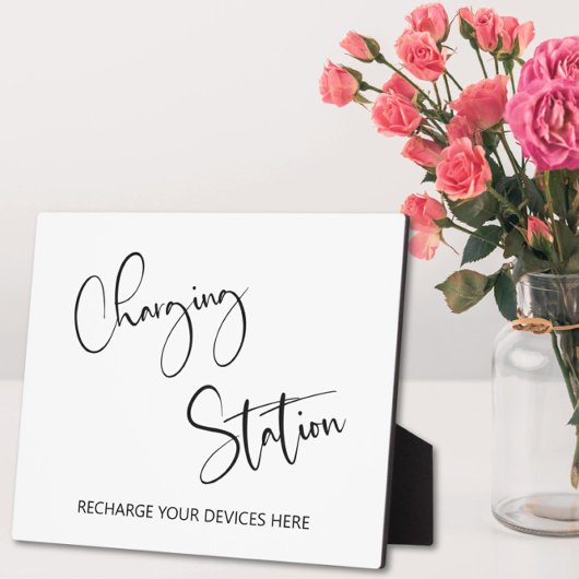 Teken van laadstation Tabletop Plaque met Easel Fotoplaat