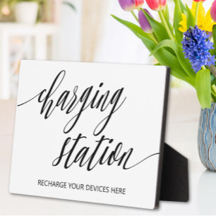 Teken van laadstation Tabletop Plaque met Easel Fotoplaat