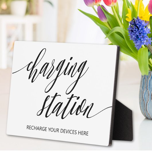 Teken van laadstation Tabletop Plaque met Easel Fotoplaat