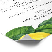 Teken van Lemon Drinken | Citrus Botanical Wedding Poster (Hoek)