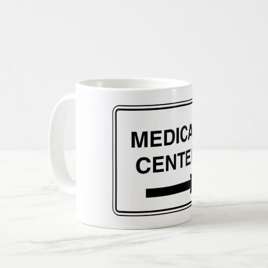 Teken van medisch centrum koffiemok (Voorkant links)