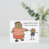 Teken van moeder en kind voor Moederdag Briefkaart (Staand voorkant)