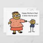 Teken van moeder en kind voor Moederdag Briefkaart (Voorkant / Achterkant)