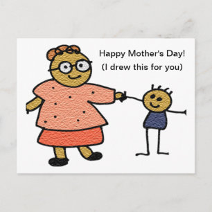 Teken van moeder en kind voor Moederdag Briefkaart