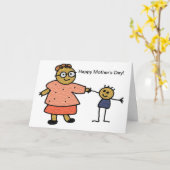 Teken van moeder en kind voor Moederdag Kaart (Gele Bloem)