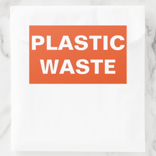 Teken van plastic afval rechthoekige sticker (Tas)