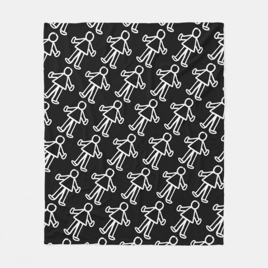 Teken van stitched stick | Schattigee minimalist Fleece Deken (Voorkant)