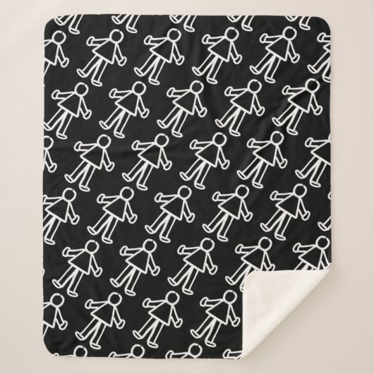Teken van stitched stick | Schattigee minimalist Sherpa Deken (Voorkant)