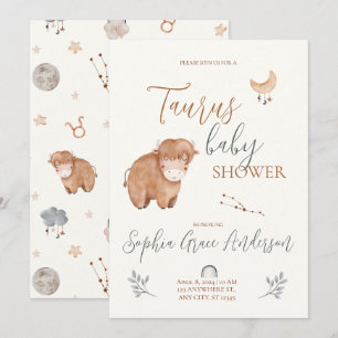 Teken van Taurus-dierenriem baby shower Kaart