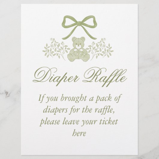 Teken van Teddy Bear Luier Raffle | Baby Shower Flyer (Voorkant)