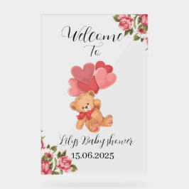 Teken van teddybeer-acryl-Baby shower Acryl Bord