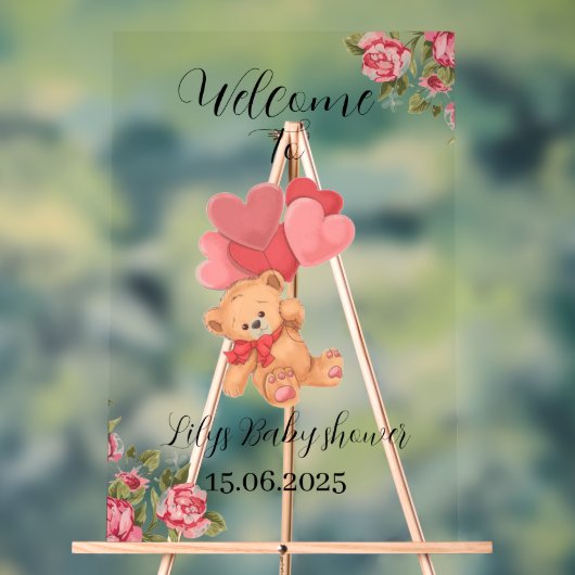 Teken van teddybeer-acryl-Baby shower Acryl Bord (Neutraal)