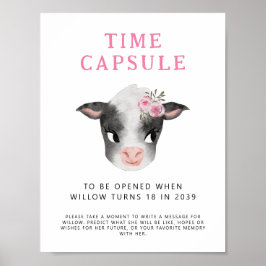 Teken van tijdcapsule | Koe meisje verjaardagsfees Poster