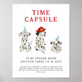 Teken van tijdcapsule | Verjaardagsfeest brandweer Poster (Voorkant)