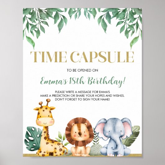 Teken van tijdcapsule | Wild ONE verjaardagsfeestj Poster (Voorkant)