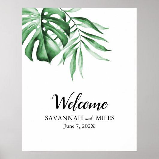 teken van Tropical Greenery Palm Poster (Voorkant)
