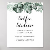 Teken van Tropische Greenery White Floral Selfie S Poster (Voorkant)