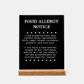 Teken van voedselallergie acryl bord (Voorkant)