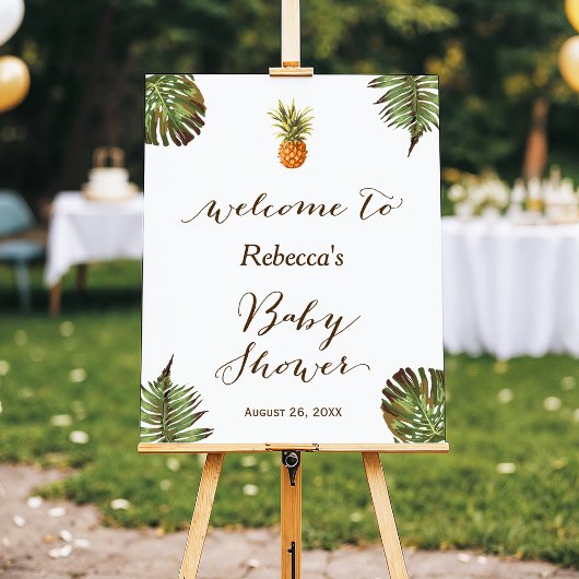 Teken voor Baby shower van ananas uit tropische bl Poster