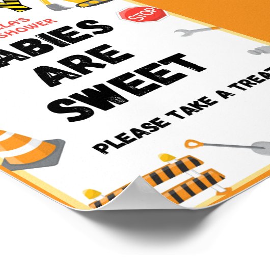 Teken voor bouwpartij, Baby shower Poster (Hoek)