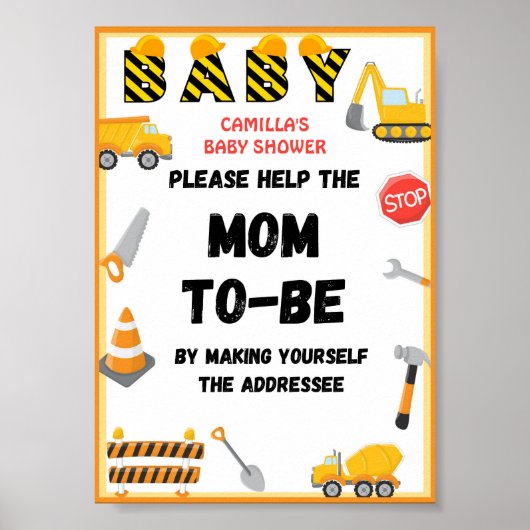 Teken voor bouwpartij, Baby shower Poster (Voorkant)