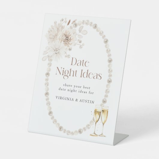 Teken voor bruidsfeest op date night reclamebord met voetstuk (Voorkant)