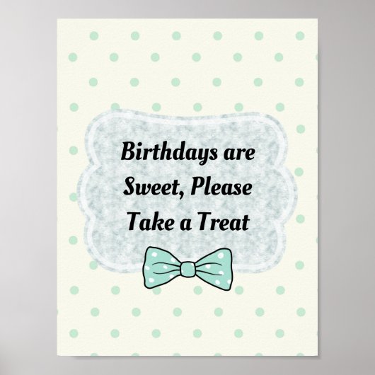 Teken voor Cute Blue Bow Stropdas Party Poster (Voorkant)