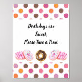 Teken voor donut Birthday-behandelingen Poster (Voorkant)