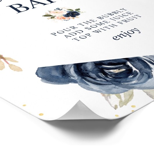 Teken voor een Navy- en blush-kleuren bruidsdouche Poster (Hoek)