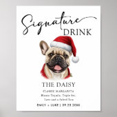 Teken voor Franse Bulldog-huwelijksdrankje Poster (Voorkant)