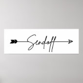 Teken voor gebarentaal met pijl-rond verzenden poster (Voorkant)