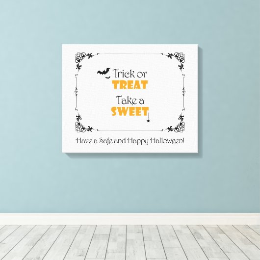 Teken voor Halloween Treat Canvas Afdruk (Insitu (Houten vloer))