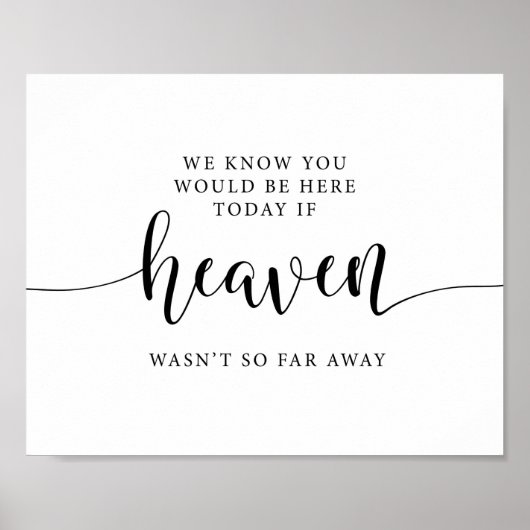 Teken voor herinnering aan overledene op bruiloft  poster (Voorkant)