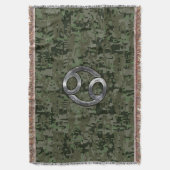 Teken voor kankerdieren op Olive Green Digital Cam Deken (Voorkant Verticaal)