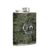 Teken voor kankerdieren op Olive Green Digital Cam Heupfles (Rechts)