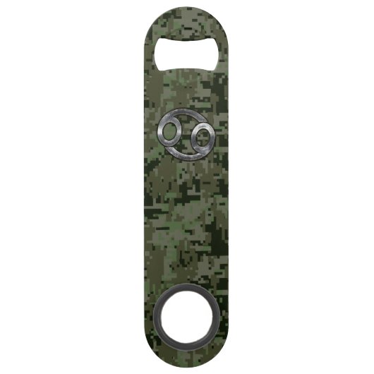 Teken voor kankerdieren op Olive Green Digital Cam Speed Flessenopener (Voorkant)