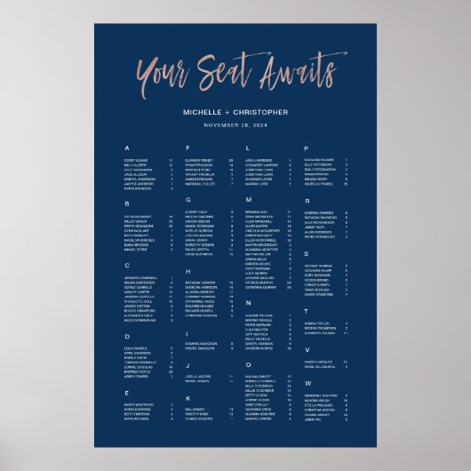 Teken voor marineschijf en Roos Gold-alfabetische  Poster (Voorkant)