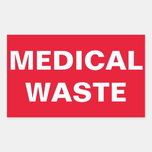 Teken voor medisch afval rechthoekige sticker (Voorkant)