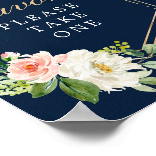 Teken voor Navy Blue Goud Blush Favors Poster (Hoek)