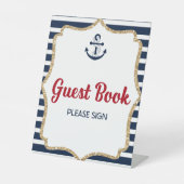 Teken voor nochtans nobele gastboeklijst reclamebord met voetstuk (Voorkant)