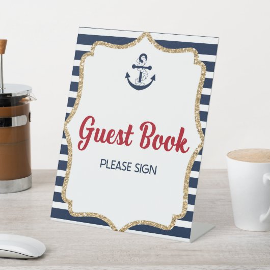 Teken voor nochtans nobele gastboeklijst reclamebord met voetstuk (Insitu)