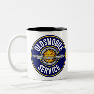 teken voor Oldsmobile Service. Tweekleurige Koffiemok