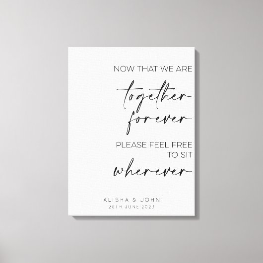 Teken voor open bruiloft // Geen zitplaatsingsplan Canvas Afdruk (Voorkant)