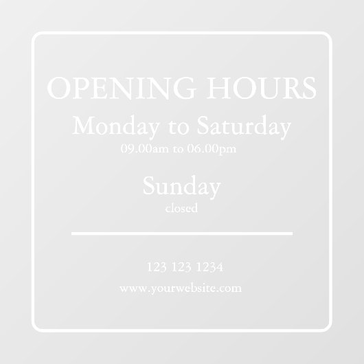 Teken voor openingstijden | Raamsticker (Vel)