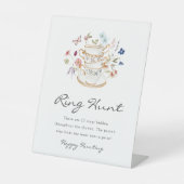 Teken voor ring zoektocht bruiloft reclamebord met voetstuk (Voorkant)