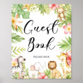 Teken voor Tropisch Oerwoud Baby shower Guest Book Poster (Voorkant)