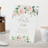 Teken voor trouwfeest datum bloem jar reclamebord met voetstuk (Insitu)